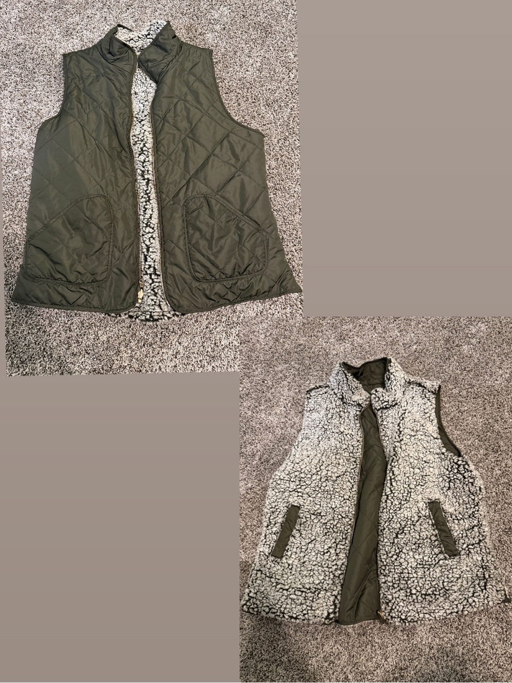 Thread & Supply Women’s Reversible Olive Green and Sherpa Vest